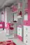 Kinderkamer - draaideurkast / kleerkast "Felipe" 02, roze / wit - Afmetingen: 190 x 80 x 50 cm (H x B x D)