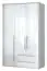draaideurkast / kleerkast met LED-lijst Siumu 27, kleur: wit / wit hoogglans - 226 x 142 x 60 cm (H x B x D)