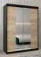 Schuifdeurkast / kledingkast met spiegel Tomlis 03A, kleur: zwart / eiken Sonoma - Afmetingen: 200 x 150 x 62 cm (H x B x D)