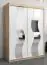 Schuifdeurkast / kleerkast met spiegel Hacho 03, kleur: Sonoma eiken / mat wit - afmetingen: 200 x 150 x 62 cm ( H x B x D)
