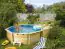 Houten zwembad model 2 C, kleur: (natuur) keteldruk geïmpregneerd, Ø 509 cm, incl. ladders & terras 2-delig