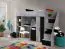 Functioneel bed / kinderbed / hoogslaper combinatie met opbergruimte en bureau Jura 06, kleur: zwart / beton - Afmetingen: 165 x 247 x 120 cm (H x B x D)