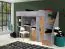 Functioneel bed / kinderbed / hoogslaper combinatie met opbergruimte en bureau Jura 07, kleur: eiken Wotan / beton - afmetingen: 165 x 247 x 120 cm (H x B x D)