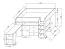 Functioneel bed / kinderbed / hoogslaper combinatie met opbergruimte en bureau Jura 01, kleur: wit / beton - afmetingen: 125 x 203 x 106,5 cm (H x B x D)