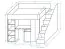 Functioneel bed / kinderbed / hoogslaper combinatie met opbergruimte en bureau Jura 05, kleur: wit / beton - afmetingen: 165 x 247 x 120 cm (H x B x D)