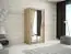 Schuifdeurkast / kledingkast Guajara 01 met spiegel, kleur: Sonoma eiken - afmetingen: 200 x 100 x 62 cm (H x B x D)