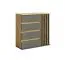 Ladekast / commode met vier lades Alexandroupoli 02, één deur, kleur: Artisan eiken / grafietgrijs, twee vakken, modern design, maten: 80 x 80 x 34 cm
