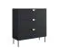 Kommode Amfipoli 10, Soft-Close-Funktion, Farbe: Schwarz mit Holzstruktur, drei Schubladen, Griffe & Beine: Metall, Maße: 100,5 x 100 x 40 cm