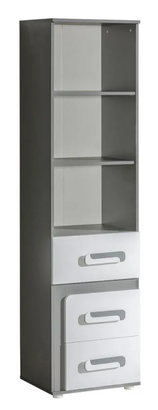 Jeugdkamer - openkast Oskar 05, kleur: antraciet / wit - 192 x 50 x 40 cm (h x b x d)