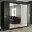 Kledingkast met één deur met spiegel Etna 93, kleur: mat zwart / zwart marmer - afmetingen: 200 x 250 x 62 cm (H x B x D), met voldoende opbergruimte