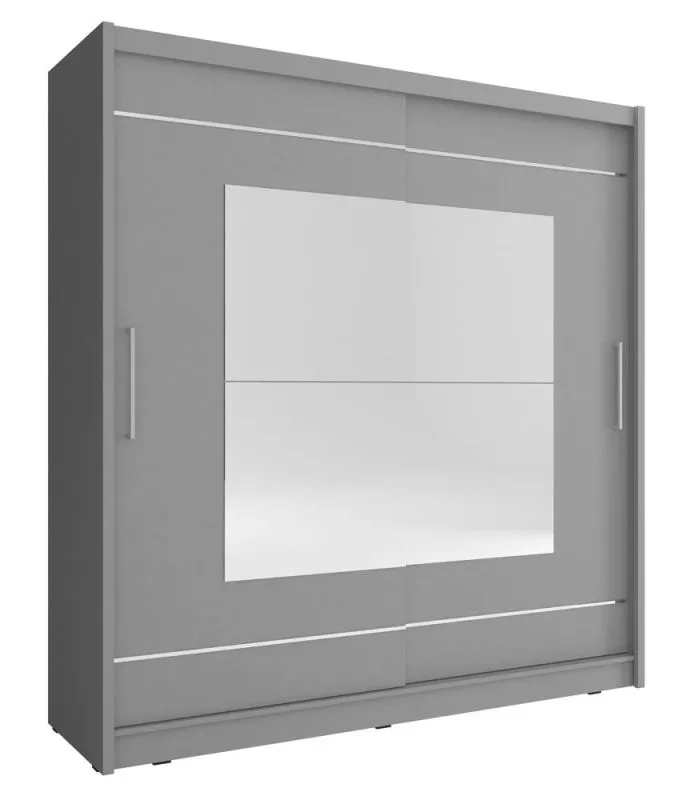 Eleganter Schwebetürenschrank mit 10 Fächern Warbreck 64, Farbe: Grau - Abmessungen: 200 x 214 x 62 cm (H x B x T), mit genügend Stauraum