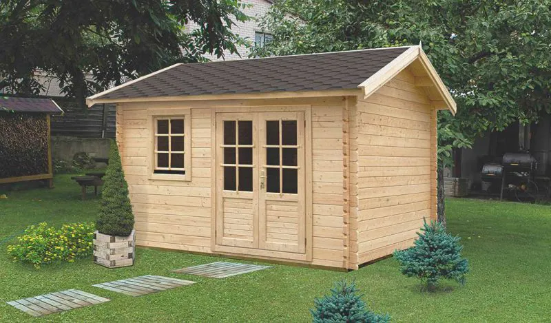 tuinhuis I14 - blokhut 44 mm, grondoppervlakte: 15,80 m², zadeldak