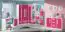 Kinderkamer - hangplank / wandrek Walter 10, kleur: wit / roze hoogglans - 41 x 120 x 32 cm (h x b x d)