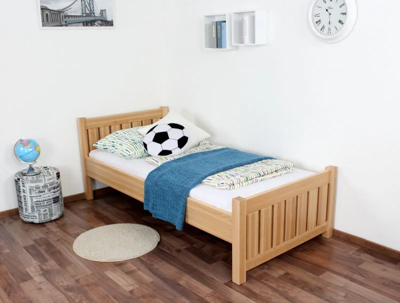 kinderbed / jeugdbed massief beukenhout naturel 107, incl. lattenbodem - afmetingen 90 x 200 cm (B x L)