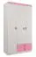 Kinderkamer - draaideurkast / kleerkast Luis 21, kleur: eiken wit / roze - 218 x 120 x 52 cm (H x B x D)