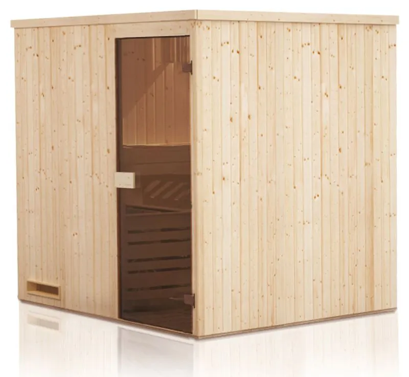 prefab elementen sauna Kawir 68 mm met dakrand - buitenmaten (B x D x H): 194 x 144 x 199 cm
