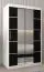 Schuifdeurkast / kleerkast Jan 02D met spiegel, kleur: mat wit / Zwart - Afmetingen: 200 x 120 x 62 cm (H x B x D)