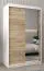 Schiebetürenschrank / Kleiderschrank Jan 02B mit Spiegel, Farbe: Weiß matt / Eiche Sonoma - Abmessungen: 200 x 120 x 62 cm ( H x B x T)