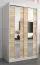 Schuifdeurkast / kleerkast Polos 02 met spiegel, kleur: mat wit / sonoma eiken - Afmetingen: 200 x 120 x 62 cm (H x B x D)