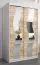 Schuifdeurkast / kledingkast met spiegel Hacho 02, kleur: mat wit / eik sonoma - afmetingen: 200 x 120 x 62 cm ( H x B x D)
