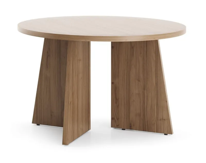 Salontafel | ronde tafel | 75 x 75 x 47 cm | bijzettafel | kleine woonkamertafel | walnootkleur | ABS randen | Belladere 07