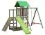 Speeltoren S15 incl. golfglijbaan, dubbele schommel aanbouw, balkon, zandbak, klimwand en houten ladder - Afmetingen: 430 x 380 cm (B x D)