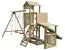 Spielturm 20 inkl. Wellenrutsche, Sandkasten mit überdachtem Anbau, Doppelschaukel-Anbau und Strickleiter - Abmessungen: 450 x 370 cm (B x T)