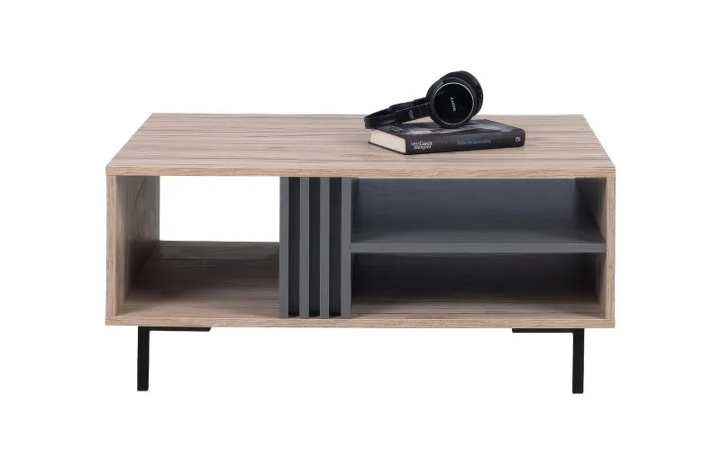 Salontafel met modern design Niel 14, kleur: eiken / antraciet - Afmetingen: 40 x 90 x 70 cm (H x B x D)