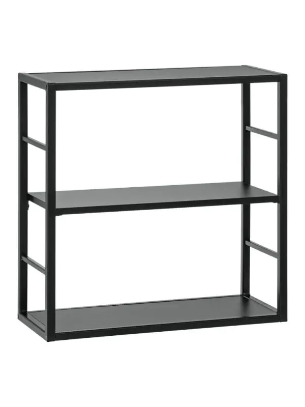Vierkante boekenkast met twee vakken Nodeland 03, kleur: zwart - Afmetingen: 60 x 60 x 25 cm (H x B x D)