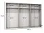 Drehtürenschrank | 6 Türen | Farbe: Kaschmir | 3 Kleiderstangen | Griffe: Kaschmir | 3 Fächer | Maße: 300 x 52 x 202 cm | Soft-Close-Funktion