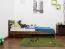 Kinderbett / Jugendbett Kiefer Vollholz massiv Nussfarben A24, inkl. Lattenrost - Abmessung 90 x 200 cm 
