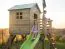 Spielturm S20B1, Dach: Grün, inkl. Wellenrutsche, Balkon, Sandkasten, Kletterwand und Holzleiter - Abmessungen: 330 x 331 cm (B x T)