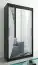 Schuifdeurkast / kleerkast Serbota 02 met spiegel, kleur: Zwart / mat wit - Afmetingen: 200 x 120 x 62 cm ( H x B x D )