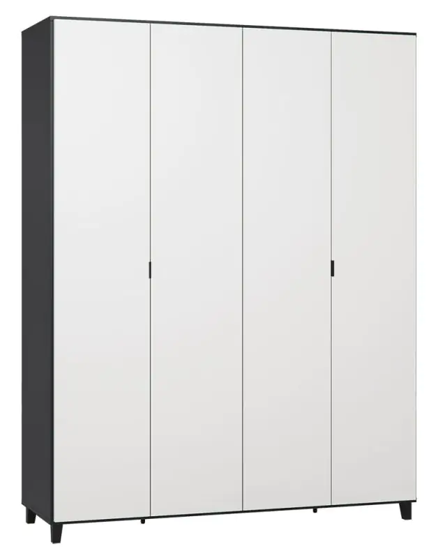Draaideurkast / kledingkast Vacas 41, kleur: zwart / wit - Afmetingen: 239 x 185 x 57 cm (H x B x D)