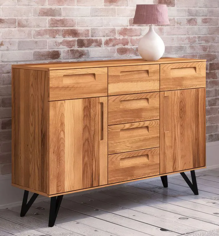 sideboard kast /dressoir Masterton 11 geolied massief beuken - Afmetingen: 100 x 136 x 45 cm (H x B x D)