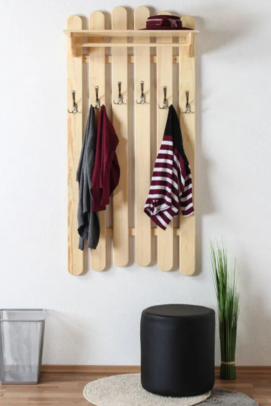 Kapstok / garderobe massief grenen, natuur Junco 340 - Afmetingen 150 x 70 x 33 cm (H x B x D)