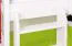 Stapelbed "Easy Premium Line" K21/n, afgerond hoofdbord en voeteneind, massief beuken wit - 90 x 200 cm (b x l), deelbaar