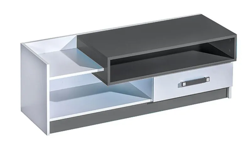 Kinderkamer - TV-onderkast Frank 10, kleur: wit / grijs - 43 x 120 x 43 cm (H x B x D)