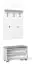 garderobe / kapstok met bankje Sabadell 04, kleur: wit / wit hoogglans - 209 x 80 x 38 cm (h x b x d)