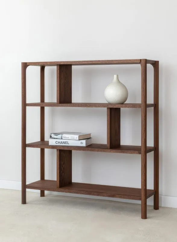 Open kast / Kleur: Tabacco / 93 x 28 x 100 cm / Massief hout / 6 vakken / Geolied eiken / Seille 07