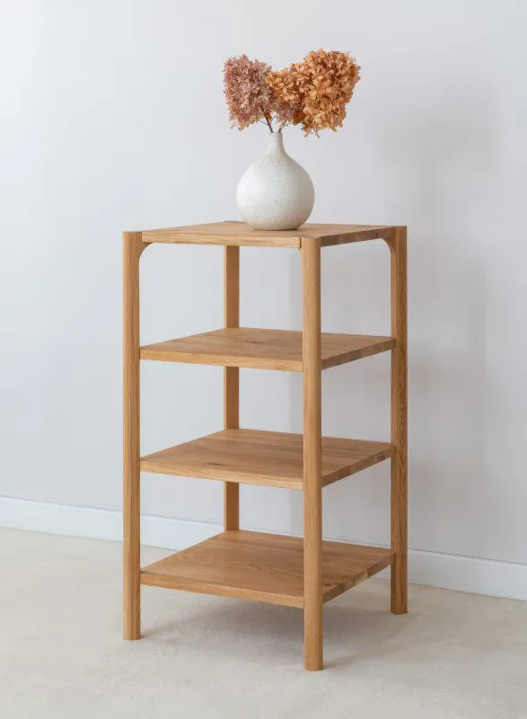 Open kast / massief hout / 3 vakken / hoogte 80 cm / geolied eiken / kleur: eiken / 43 x 43 x 80 cm / Seille 09