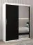 Schuifdeurkast / kledingkast Bisaurin 3C met spiegel, kleur: mat wit / Zwart - Afmetingen: 200 x 150 x 62 cm ( H x B x D)