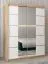 Schuifdeurkast / kleerkast Jan 03D met spiegel, kleur: sonoma eiken / mat wit - afmetingen: 200 x 150 x 62 cm (H x B x D)