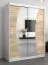 Schuifdeurkast / kleerkast Combin 03 met spiegel, kleur: mat wit / sonoma eiken - Afmetingen: 200 x 150 x 62 cm (H x B x D)