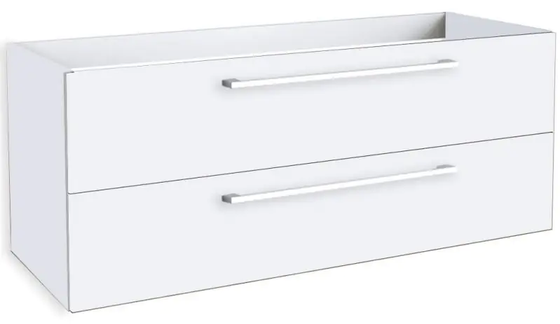 wastafelmeubel Rajkot 34 met sifonuitsparingen voor dubbele wastafel, kleur: glanzend wit - 50 x 119 x 45 cm (H x B x D)