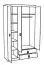 Kinderkamer - draaideurkast / kleerkast Luis 21, kleur: eiken wit / grijs - 218 x 120 x 52 cm (H x B x D)