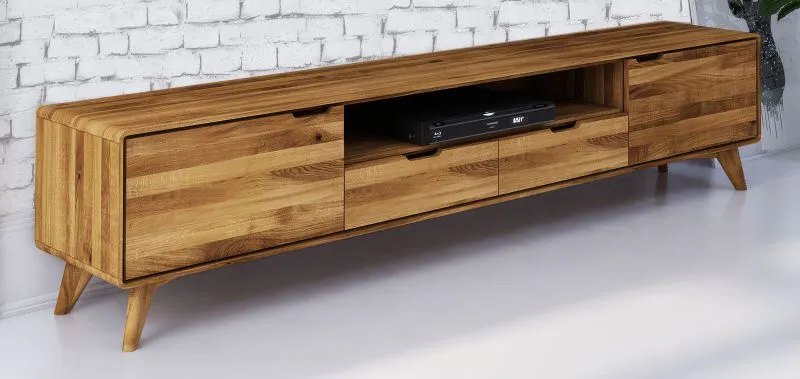 TV-onderkast Timaru 30 geolied massief wild eiken - Afmetingen: 48 x 220 x 40 cm (H x B x D)