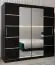 Schuifdeurkast / kledingkast Jan 05D met spiegel, kleur: Zwart - Afmetingen: 200 x 200 x 62 cm (H x B x D)