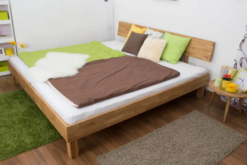 Futonbed / massief houten bed Wooden Nature 01 eikenhout geolied - ligvlak 200 x 200 cm (B x L) 
