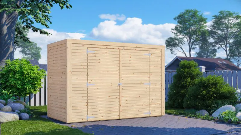 Schuur / berging Coswig 01, onbehandeld - 18 mm prefab tuinhuisje, grondoppervlakte: 2,14 m², plat dak
